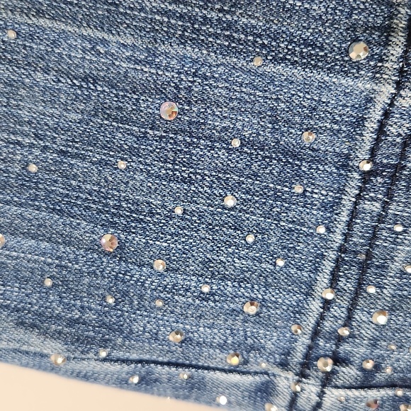 Christine Alexander Crystal Rhinestone Embellished Cropped Jeans Sz 8 - Picture 12 of 13